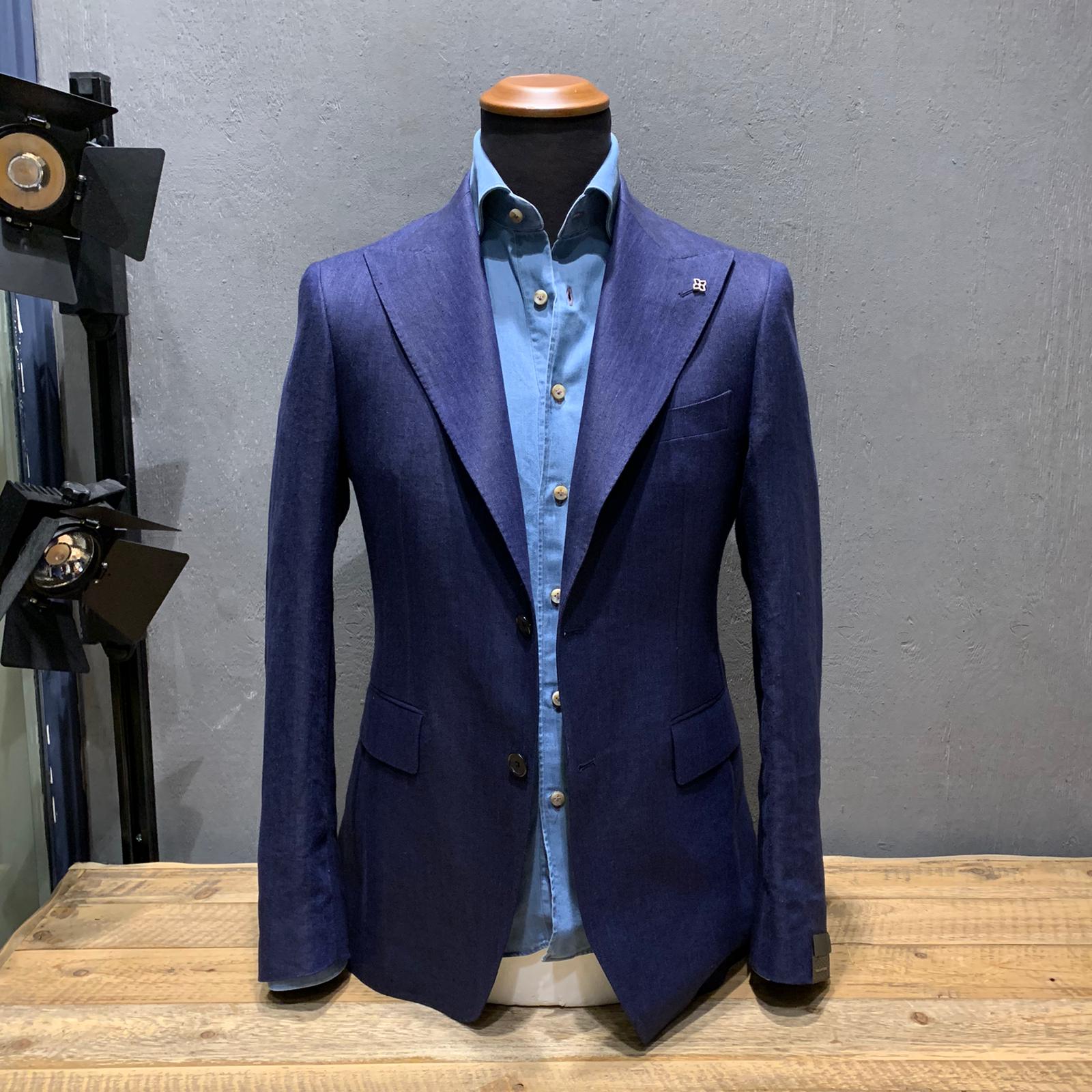 GIACCA TAGLIATORE SARTORIALE DUE BOTTONI REVER LANCIA BLU GIACCA TAGLIATORE SARTORIALE DUE BOTTONI REVER LANCIA BLU